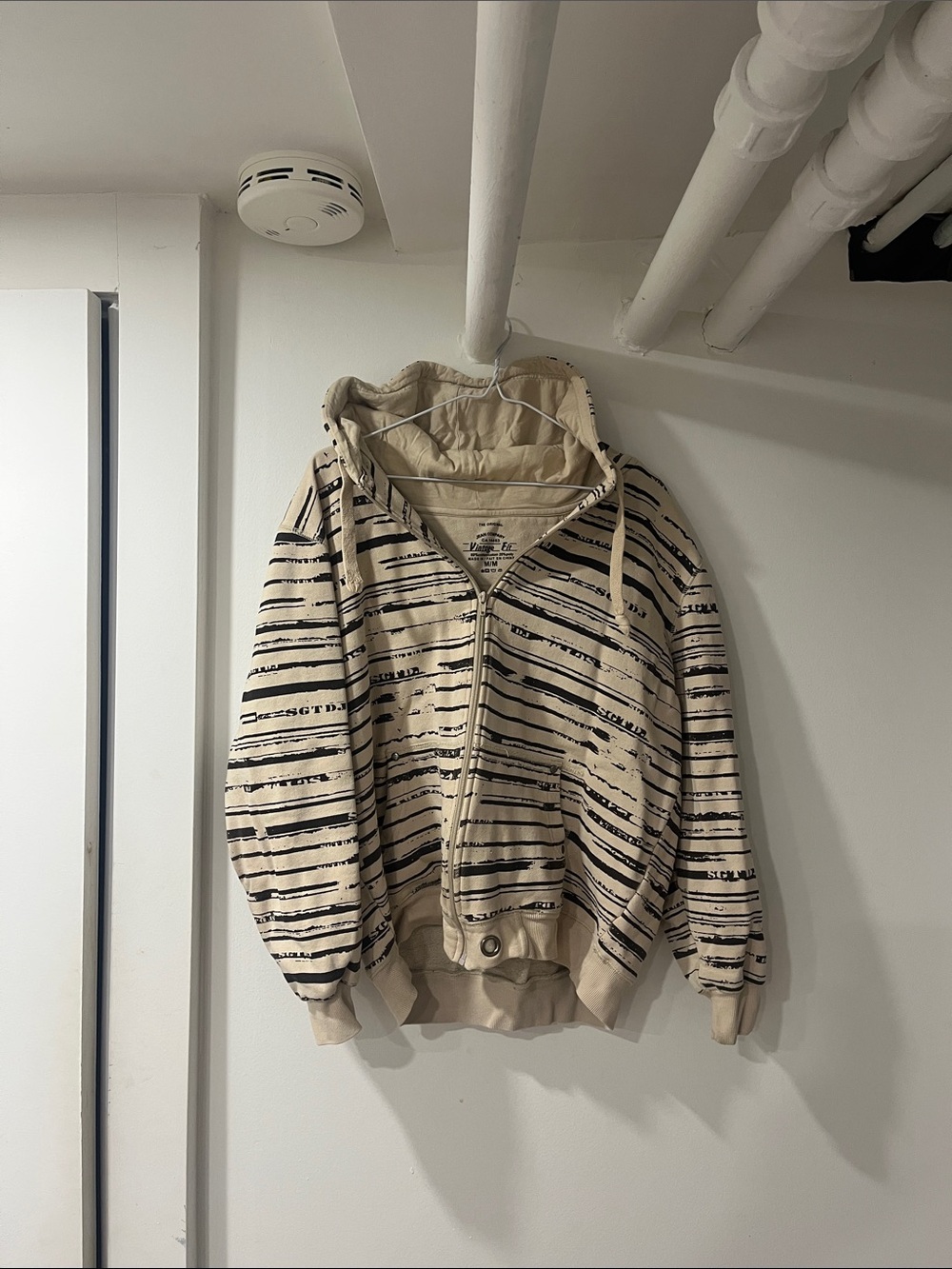 Y2K Striped Cream Hoodie